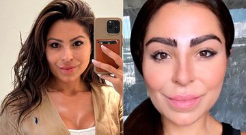 Andressa Ferreira antes e depois do transplante de sobrancelhas - Foto: Reprodução/ Instagram@andressaferreiramiranda