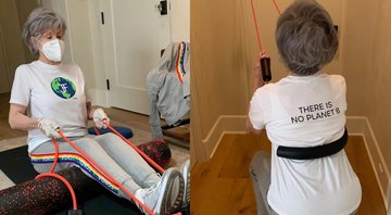 Jane decidiu improvisar uma academia em casa para se exercitar - Reprodução/Instagram