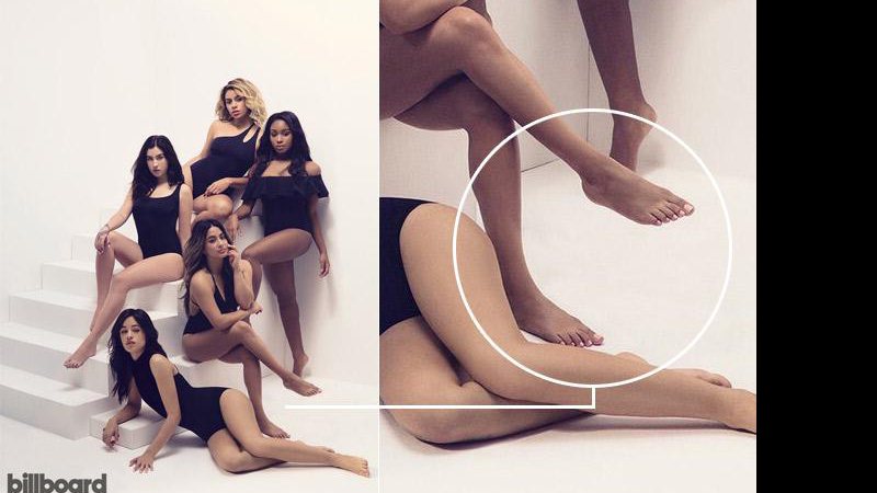 Em uma das imagens do ensaio, Ally Broke, do Fifth Harmony, aparece com dois pés direitos - Foto: Divulgação/ Billboard