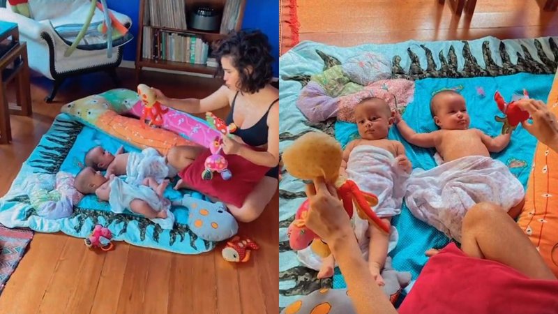 Nanda Costa contou historinhas para as filhas usando bonecos de pano - Foto: Reprodução / Instagram