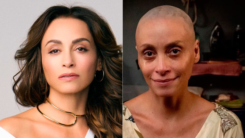 Suzana Pires raspou a cabeça de verdade para o filme “Câncer com Ascendente em Virgem” - Foto: Reprodução/ Instagram@suzipires e Mariana Vianna